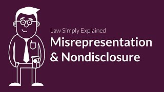 Misrepresentation and Nondisclosure  Contracts  Defenses amp Excuses [upl. by Siriso726]