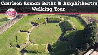 CAERLEON ROMAN BATHS amp AMPHITHEATRE WALES  Walking Tour  Pinned on Places [upl. by Thorstein]