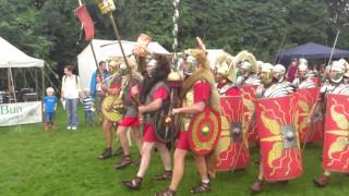 Roman Reenactment at the Amphitheatre in Caerleon Marching In [upl. by Nannahs341]