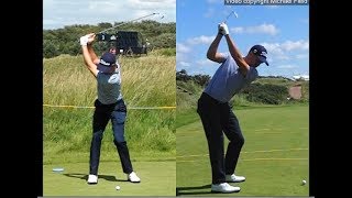 Justin Thomas golf swing  Long Iron faceon amp downtheline July 2017 [upl. by Swift]