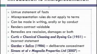 Misrepresentation Lecture 1 of 4 [upl. by Jacobo325]